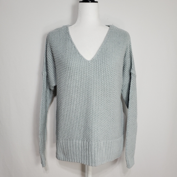 NEW- Lucky Brand V neck Waffle Sweater - Picture 1 of 5